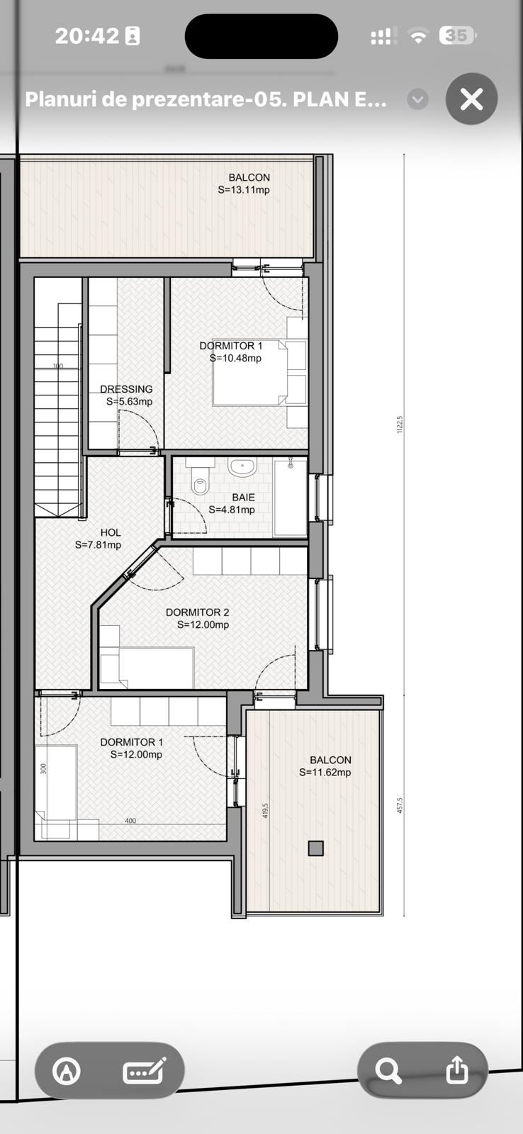 Plan etaj 3 dormitoare